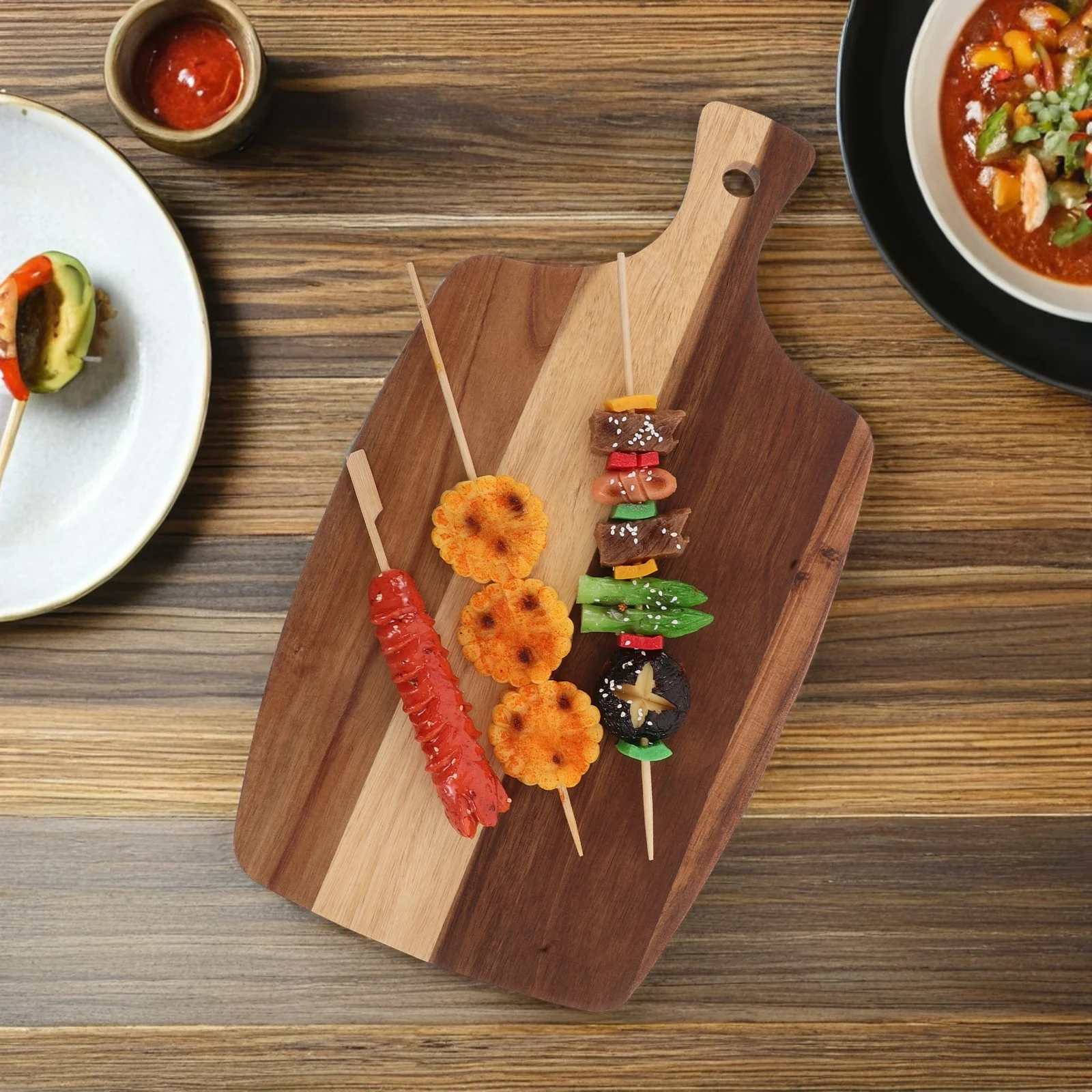 

Wooden Pizza Peel Cutting Board Paddle with Handle Double Sided for Baking Oven Meat Cheese Bread Party Serving Tray