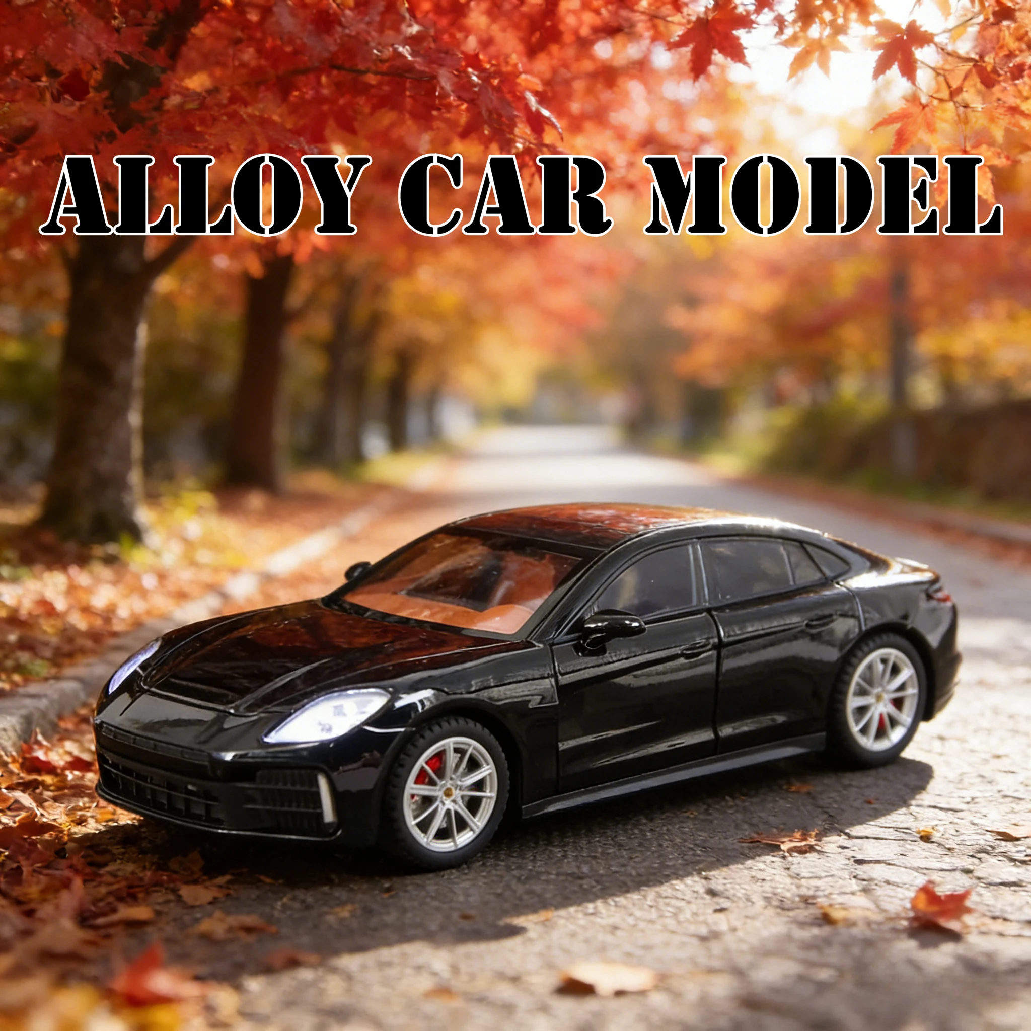 Para 1:24 Panamera, modelo de coche de aleación, puertas ornamentales y maletero del capó del motor, se puede abrir, sonido y luz, coche deportivo con energía de retorno