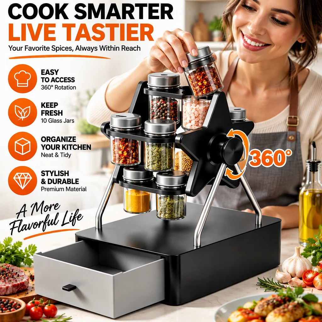 1/2SET 360° Rotating Ferris Wheel Spice Rack, Sealed Moisture-Proof Kitchen Storage for Seasoning Jars & Bottles