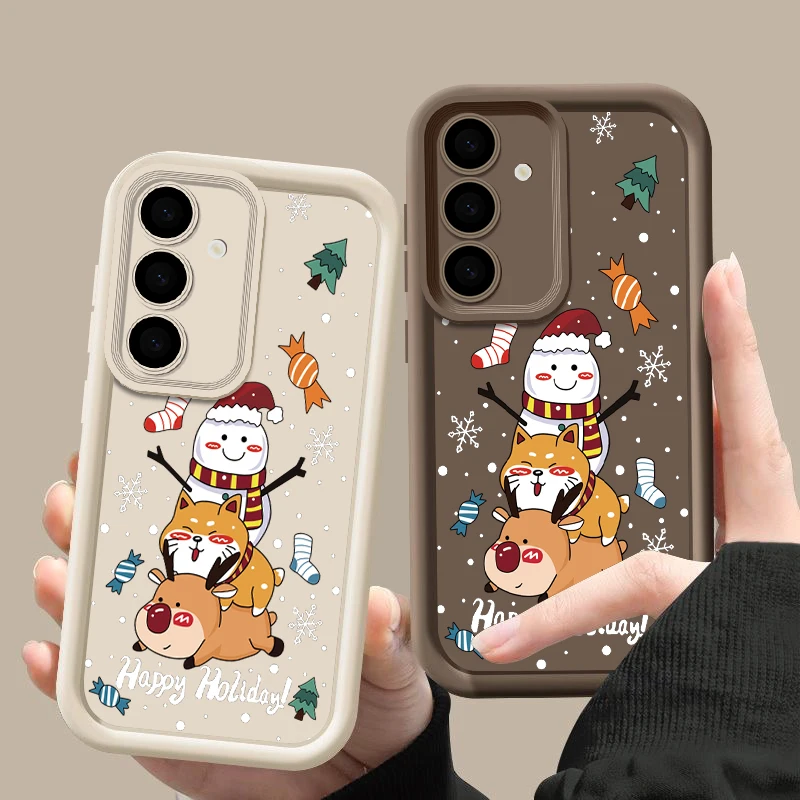 Christmas Elk Snowman Soft TPU Case For Samsung Galaxy S23 S24 Ultra S21 FE S22 A55 A54 A15 A16 A14 A35 A25 A53 5G Phone Cover