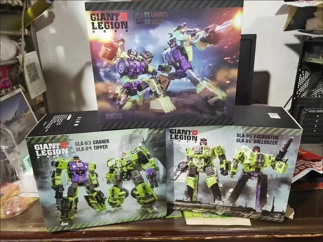 GIANT LEGION Hooker, bulldozer, grúa, remolque, pala, camión mezclador GLA-010203040506 Brinquedo transformable Devastator