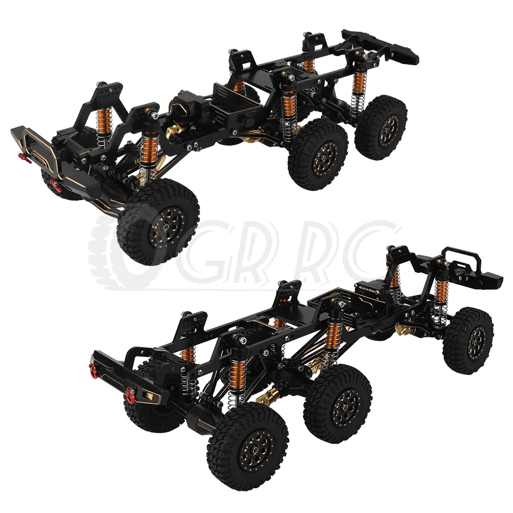 TRX4-M mosiężna i metalowa rama podwozie samochodu 6x6 RC z przednia część środkowa tylnymi osiami skrzynia biegów DIY dla TRX4M 1/18 części zdalnie