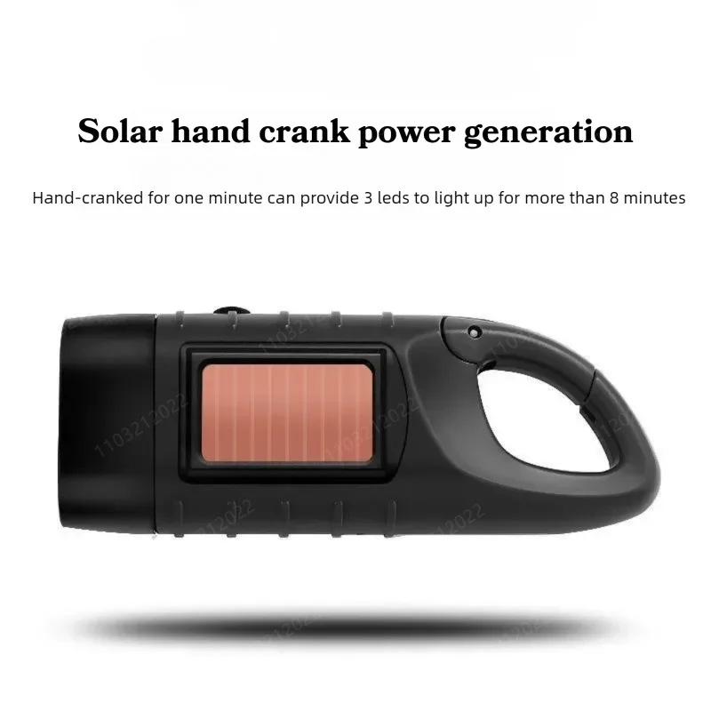 LED Flashlight Hand Crank Solar Powered Rechargeable Survival Gear Self Powered Charging Torch Dynamo For Outdoor Camping Gift