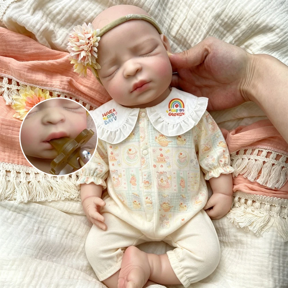 44cm Solid Silicone Reborn Doll Full Body Realistic Hand-Painted Visible Veins Newborn Lifelike Doll for Anxiety Relief