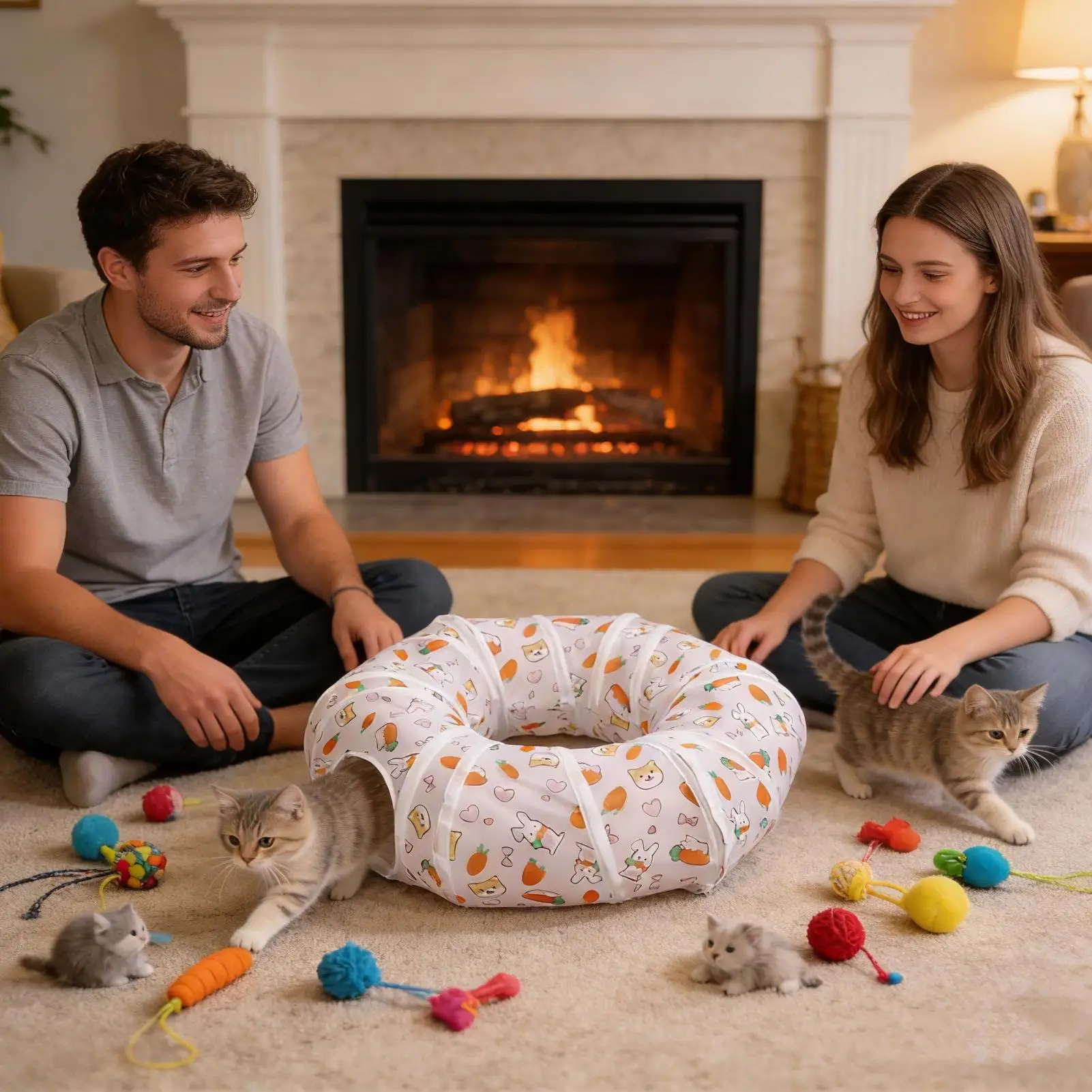 Cat Tunnels Interactive Foldable Maze Toy Flexible Cat Play Tunnel For Kitten Pet Christmas Halloween Birthday Party