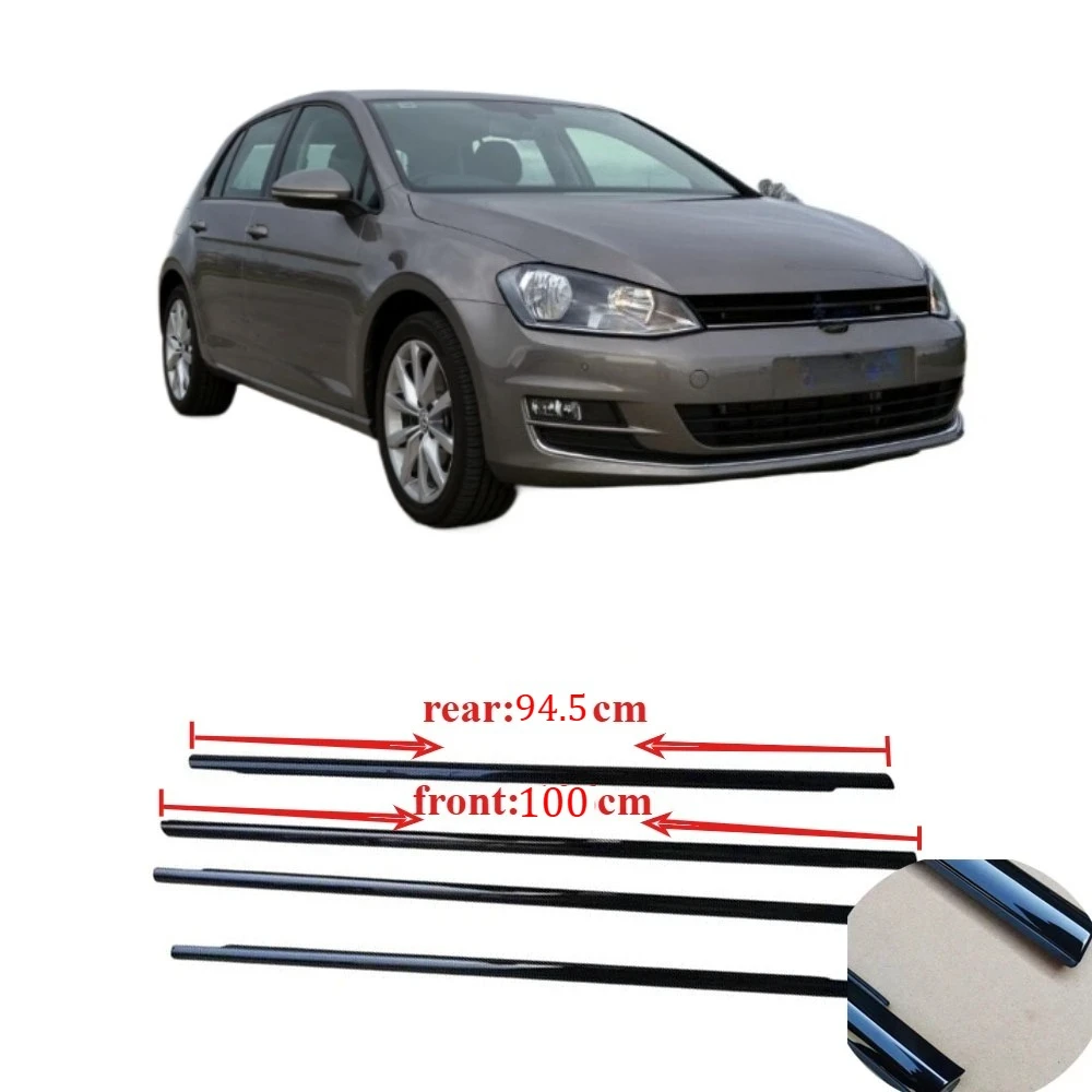 4 Pieces Piano Black Outside Moudling Belt Line Seal for VW Golf 7 2013-2019 Window Door Rubber Seal