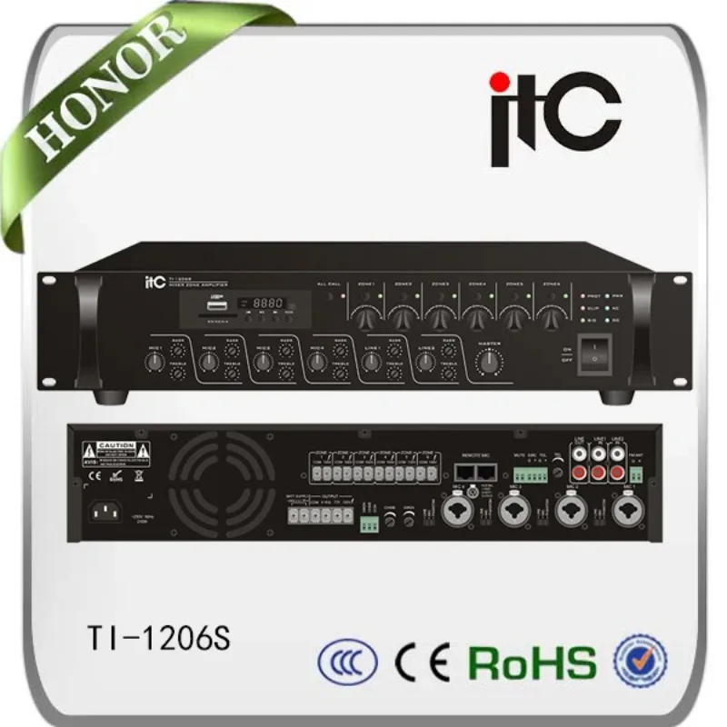 Best Sound 6 Channel Zones Mixer Amplifier 500 Watts For Restaurant Paging System