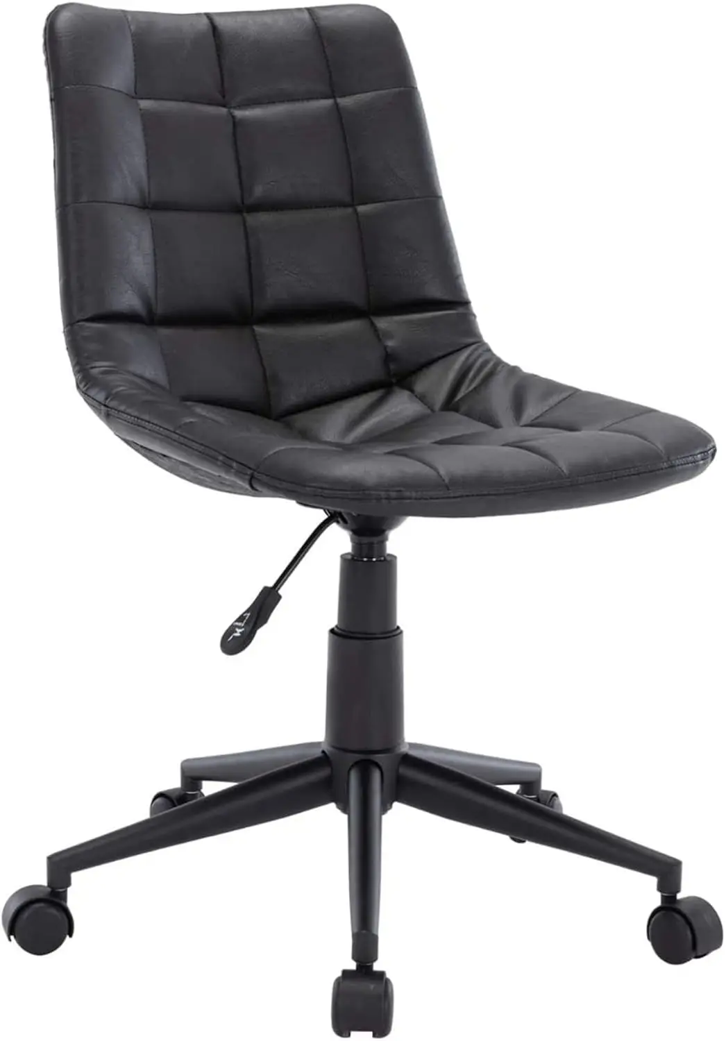 

Armless Desk Chair Faux Leather Task Chair Home office Modern Computer Swivel Adjustable Rolling Chairs for office Study Room,Bl