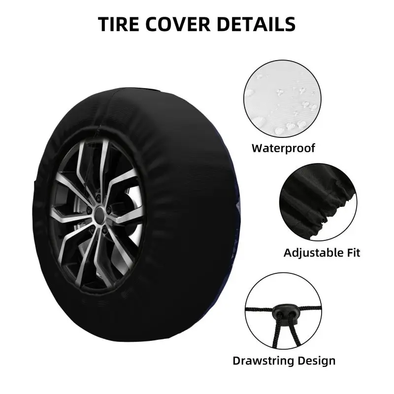 Custom Happy Camper Spare Tire Cover for Prado Pajero Jeep RV SUV 4WD 4x4 Camping Adventure Travel Car Wheel Protector Covers