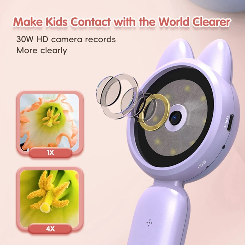 ABSJ-2 Polegada crianças microscópio de bolso portátil elétrico digital lupa microscópio ao ar livre haste brinquedo