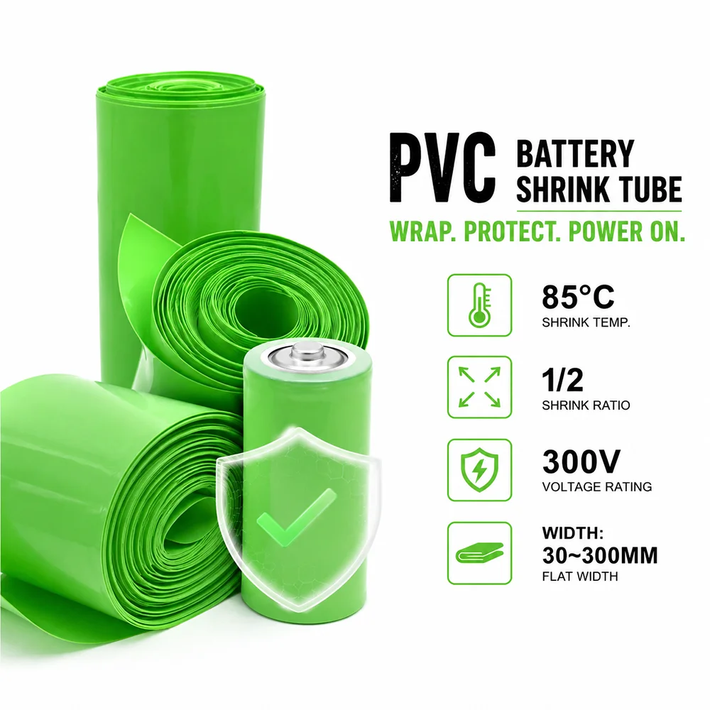 Green PVC Heat Shrink Tube Width 30~300mm Insulation/acid alkali/grease/wire joint waterproof wrapping protective tube