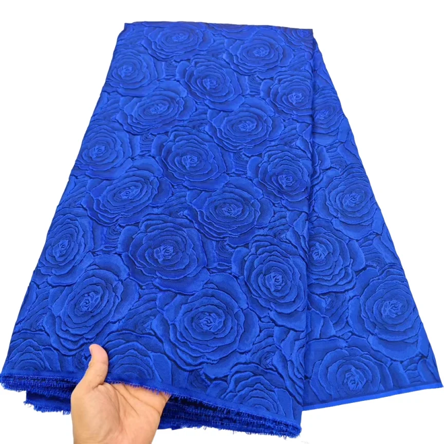 

Новая африканская жаккардовая ткань, высококачественная парчовая кружевная дамасская ткань для женской одежды, свадебная кружевная ткань, 5 ярдов, нигерийская ткань