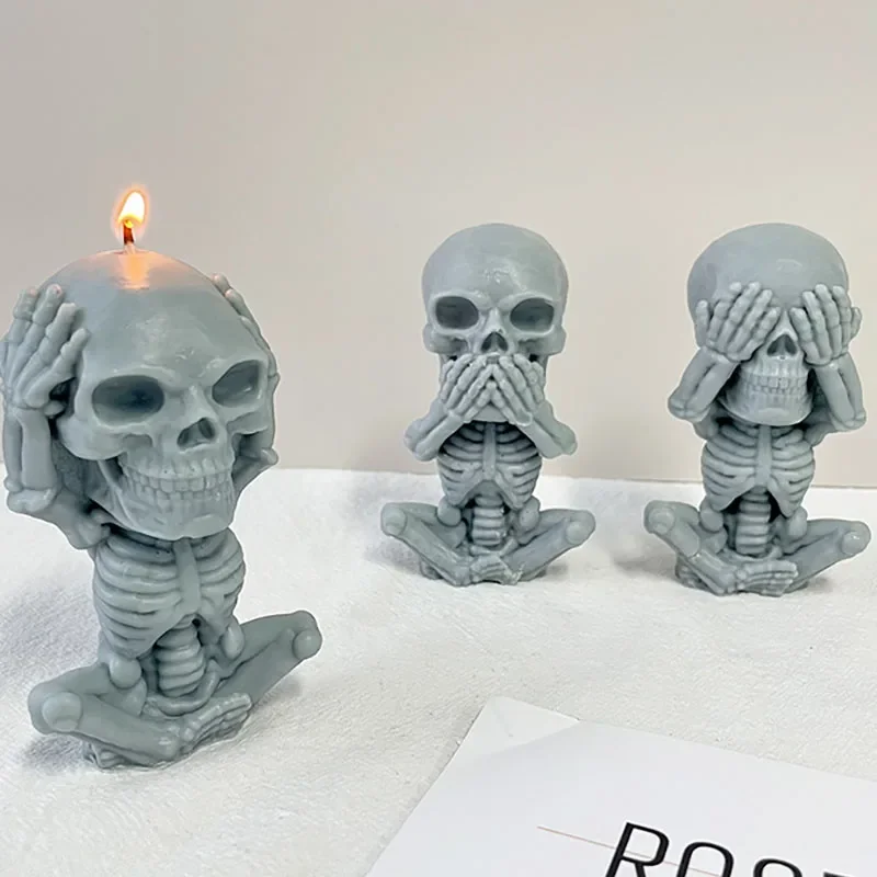 Naughty Skull Candle Silicone Mold Halloween Scented Candle Making Resin Soap Wax Mould Plaster Handicraft Ornament Home Decor