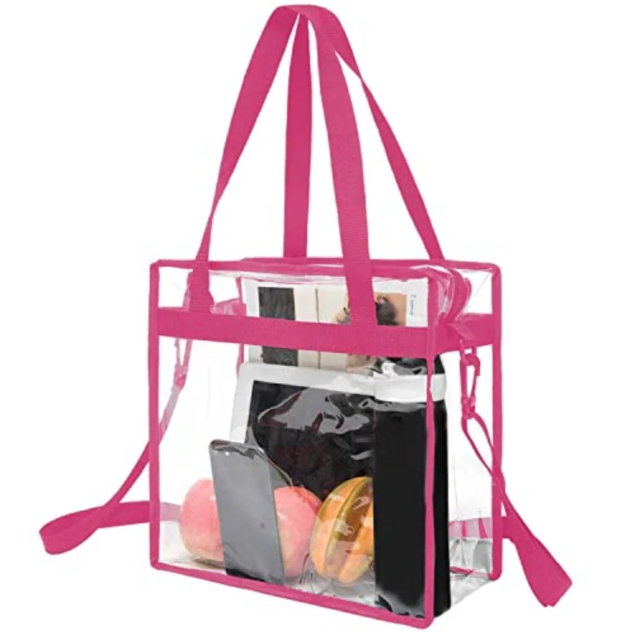 

BAGAIL Clear Bags 12x6x12 Stadium Approved Clear Tote Bag with Zipper Closure Crossbody Shoulder Bag with Adjustable Strap