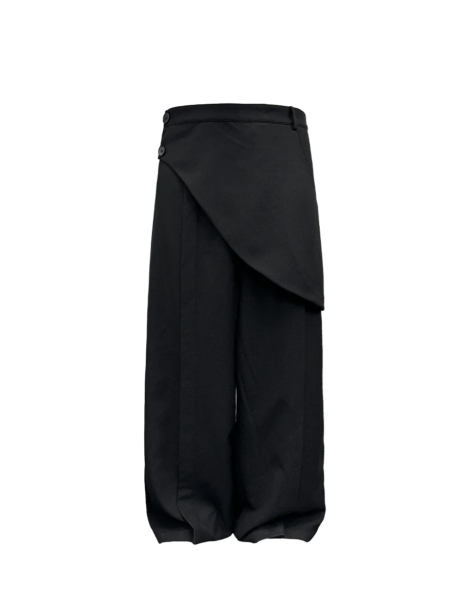 

JCAESAR Organ Pants Loose Straight Leg Trousers Accordion Pleat Apron id Texture Fake Two-Piece Casual Youth Faion