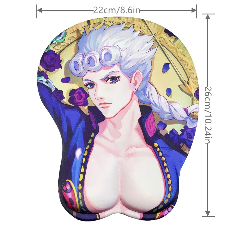 Jojo Pria Cantik Anime Otot Dada Pergelangan Tangan Sisanya Rambut Putih Bunga Ungu Desain Pakaian Bermain Game Penggunaan Kantor