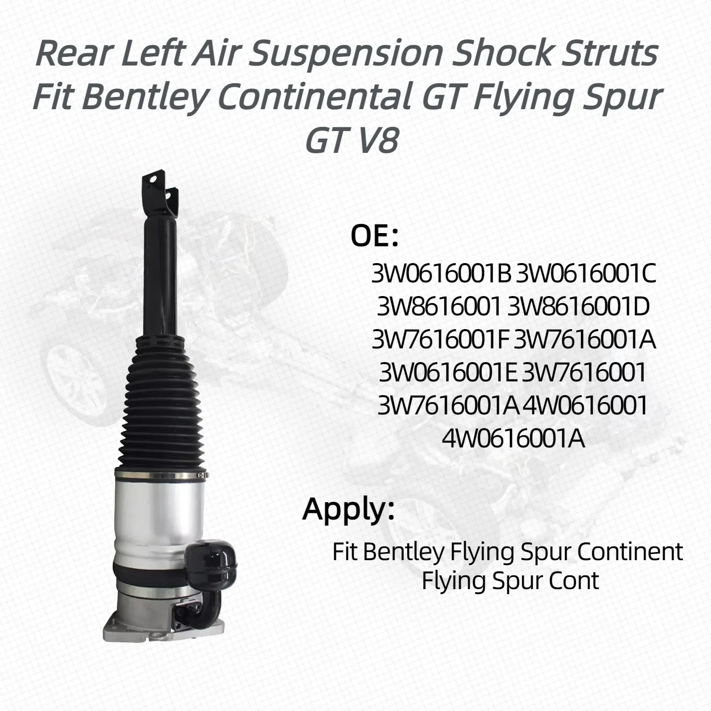 1 Pcs For Rear Left Air Suspension Shock Struts Fit Bentley Continental GT Flying Spur GT V8 3W0616001B  3W0616001C  3W8616001