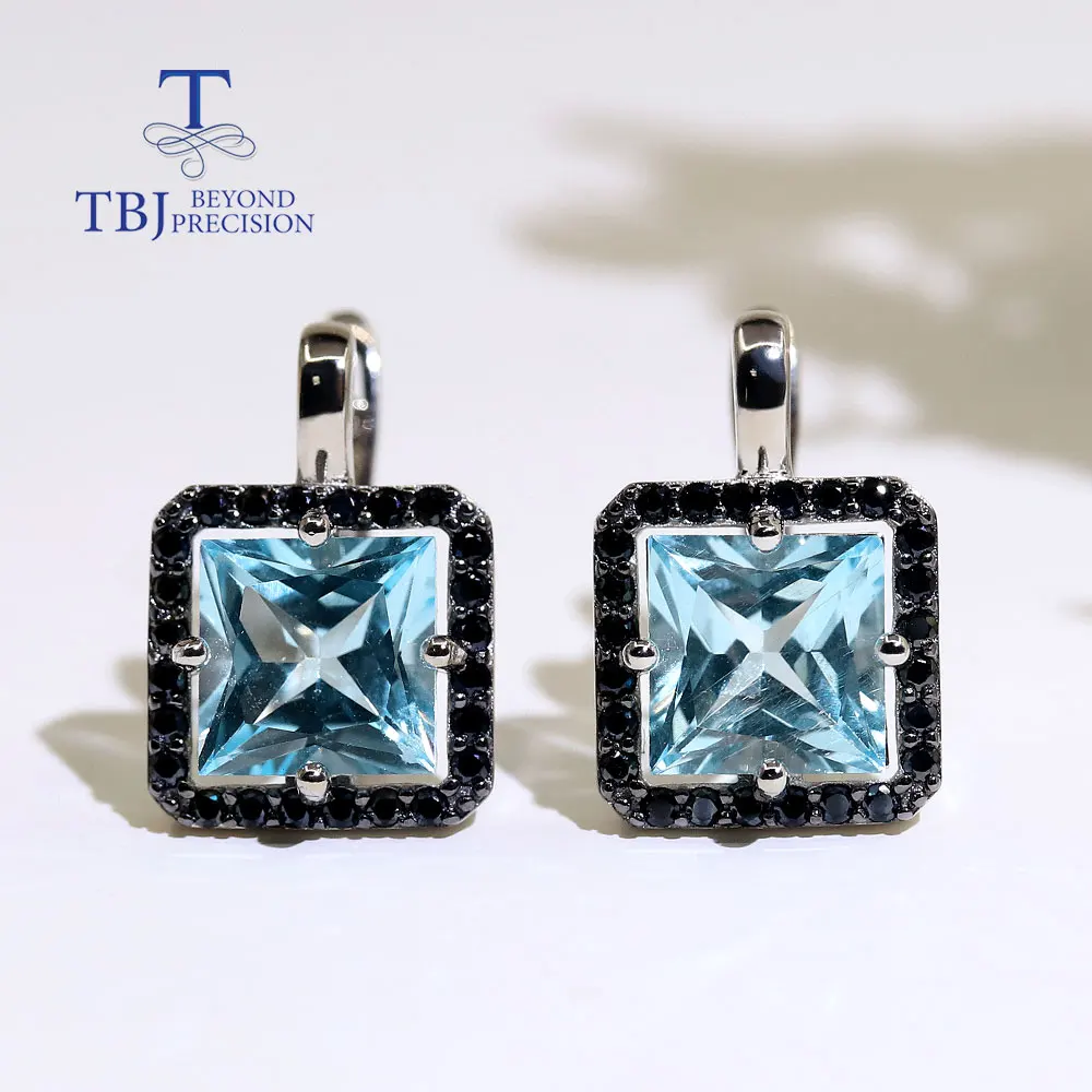 Women\'s 925 Sterling Silver earring Natural Sky Blue Topaz Gemstones