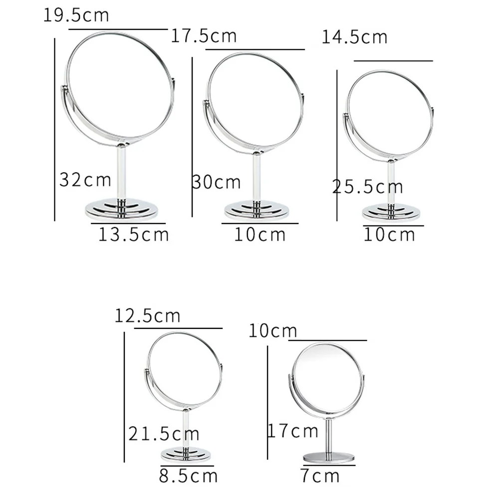 1Pcs 4 Inch Round Double-Sided Makeup Mirror Desktop Mirror Stable 360 Adjustable Elegant Fit for Bedroom Bathroom Silver