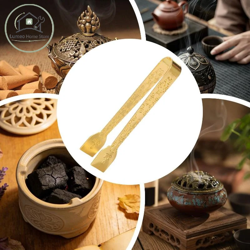 Food Safe Long Metal Charcoal Burner Tweezers Versatile Incense Tongs Home Fragrance Accessory for Barbecue Grilling
