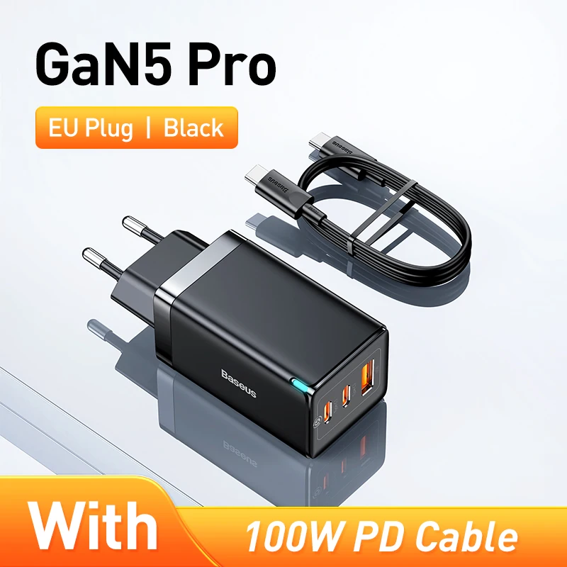 Baseus 65W GaN-oplader Snel opladen Type C PD QC-oplader USB-oplader Draagbare snellader voor laptop iPhone 17 16 15 14 13 Pro