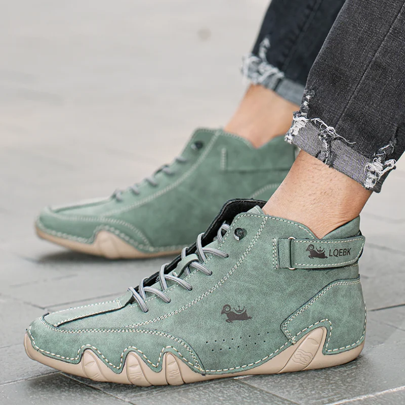 Men Casual Shoes Luxury Brands High Quality Sneakers Leather Walking Loafers Shoes Comfortable Ankle Boots 2023 Motorcycle Shoes