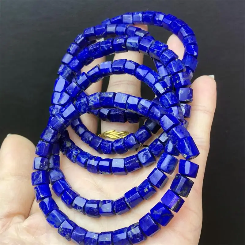 6.5MM Natural Lapis Lazuli Cube Bracelet Women Healing Gemstone Crystal Strand Bangles Jewelry Christmas Gift 1PCS