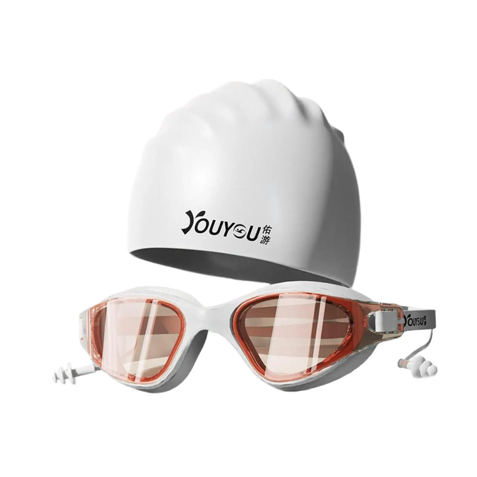 

Очки для плавания с шапочкой для плавания, противотуманные водонепроницаемые очки, силиконовая шапочка для плавания