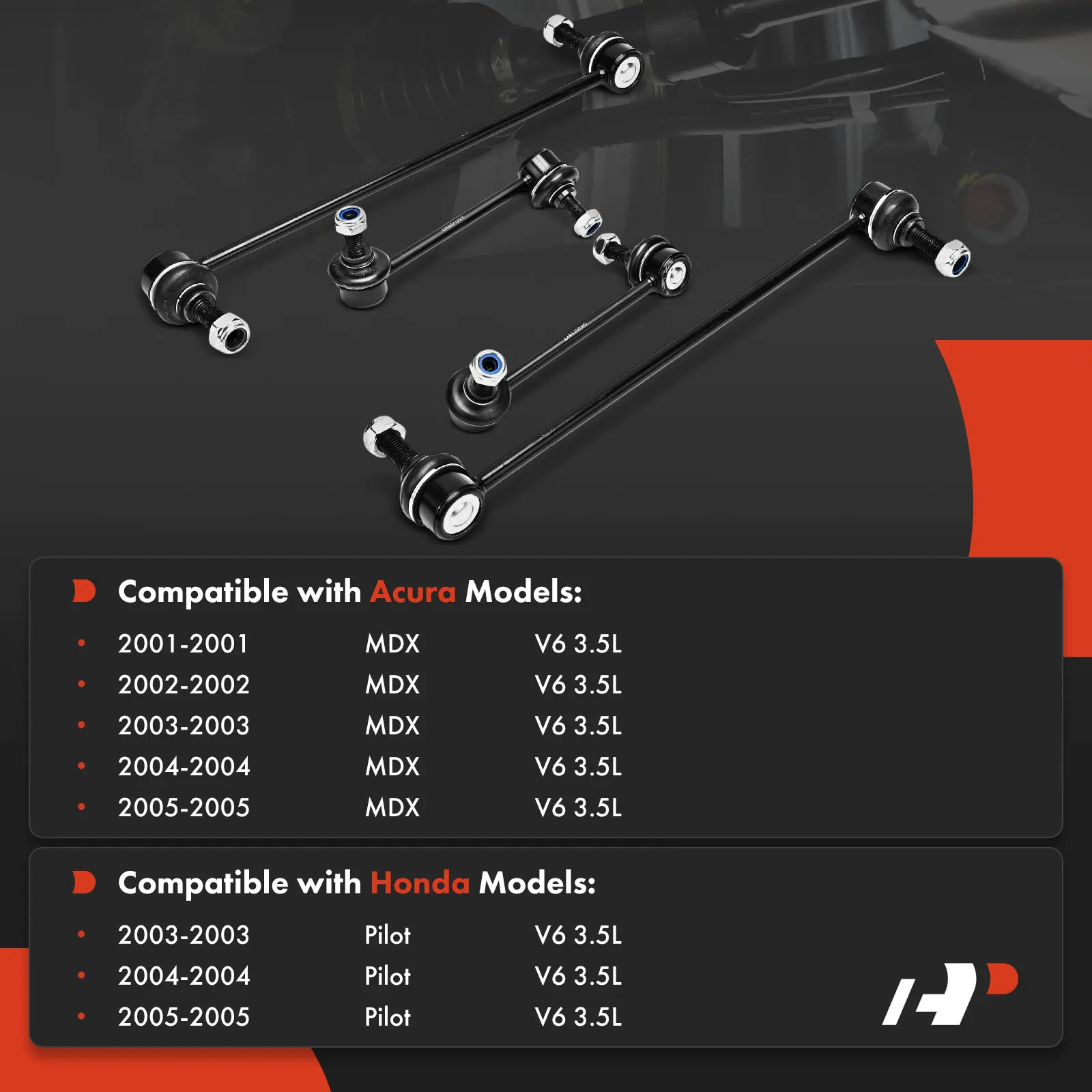 A-Premium 4x Front & Rear Sway Bar Link with Ball Joint for Honda Pilot 2003-2005 Acura MDX 2001-2005