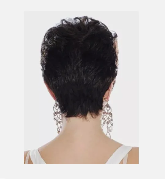 Wig 6 Inci Wig Wanita Gaya Rambut Keriting Hitam Pendek Modis Perruques