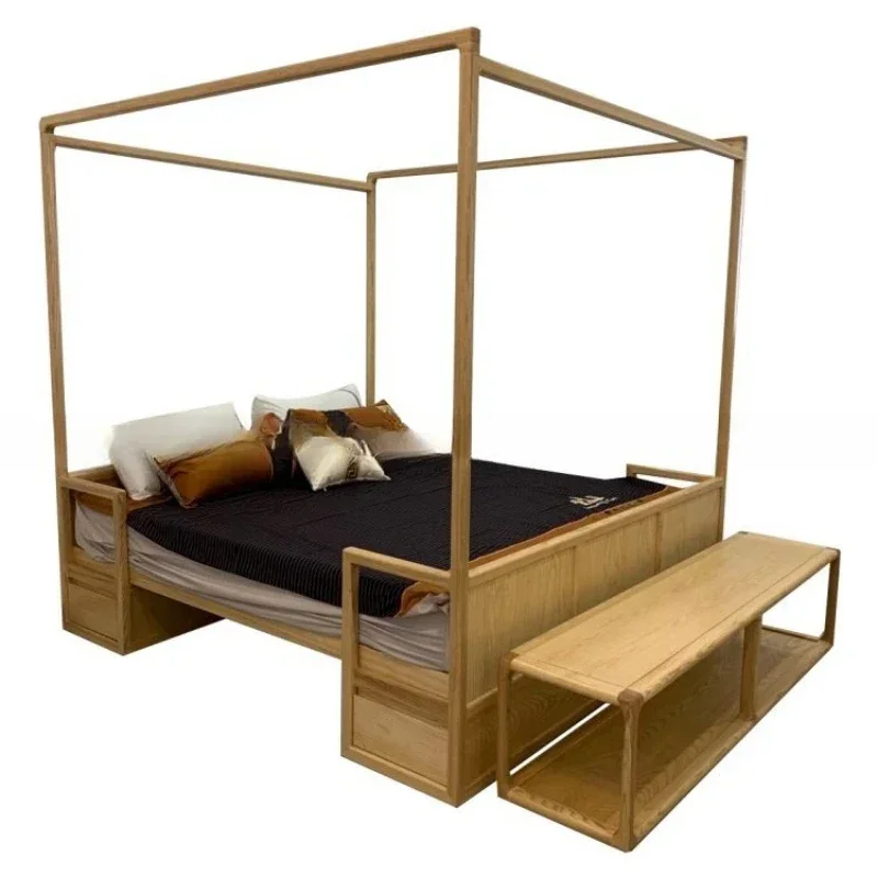 Minimalist solid wood shelf bed Four-poster be d  Club Villa bedroom