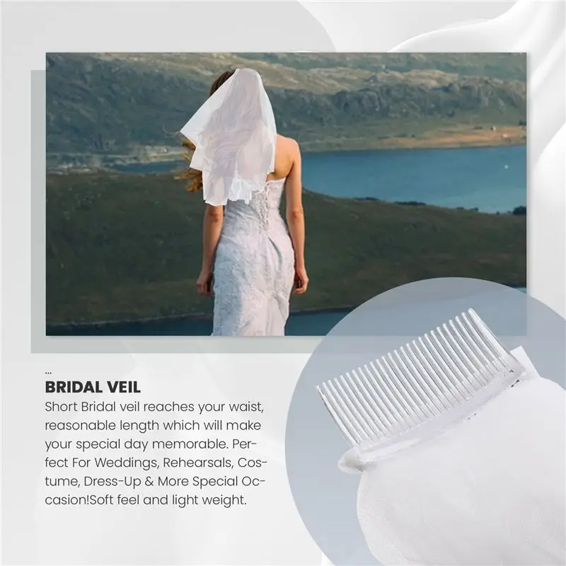 Simple Short Tulle Wedding Veils White Bridal Veil For Bride For Wedding Accessories-AT35