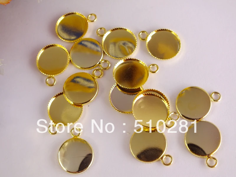 Grmstone Collet Jewelry Metal Findings Gold Plated Base Setting Pendant Findings 500Pcs 12mm