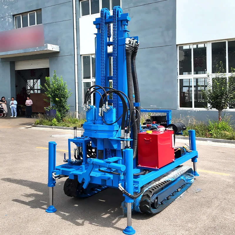 Efficient Portable Hydraulic Crawler Mounted Water Well Drilling Rig 100-200m Diesel Engine Mud Pump Rock Drilling