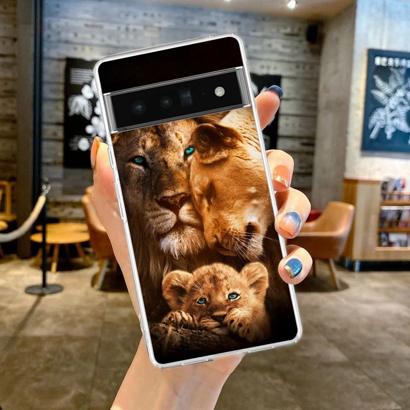 Lion Alpha Male Cub Phone Case Cover for Google Pixel 9 8 7 6 5 4 4XL Shockproof Soft 7A 6A 5A 4A 3A XL Pro 5G Transparent Shell