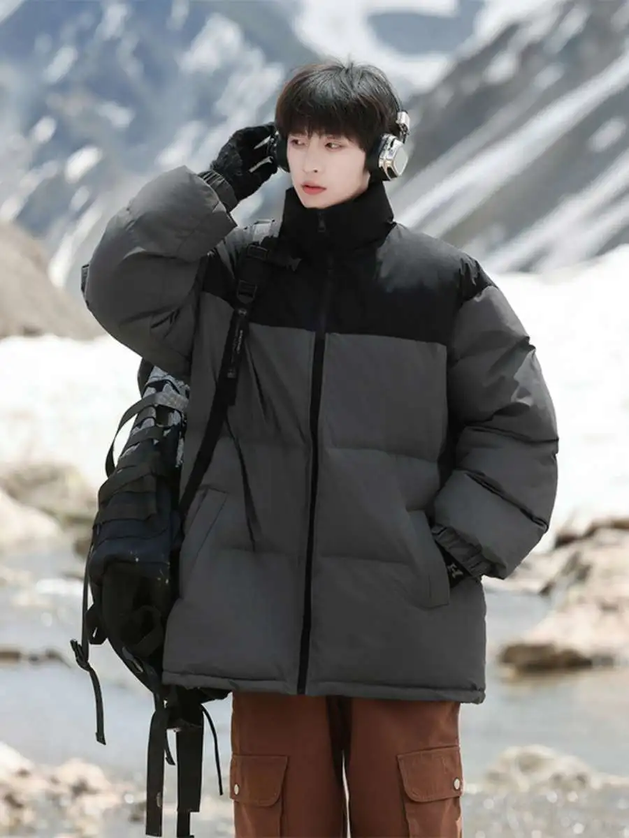 

Хлопковая куртка на пуху Thiened для мальчиков, зимняя антихолодная молодежная верхняя одежда, длинная молния, повседневная свободная посадка, повседневная одежда