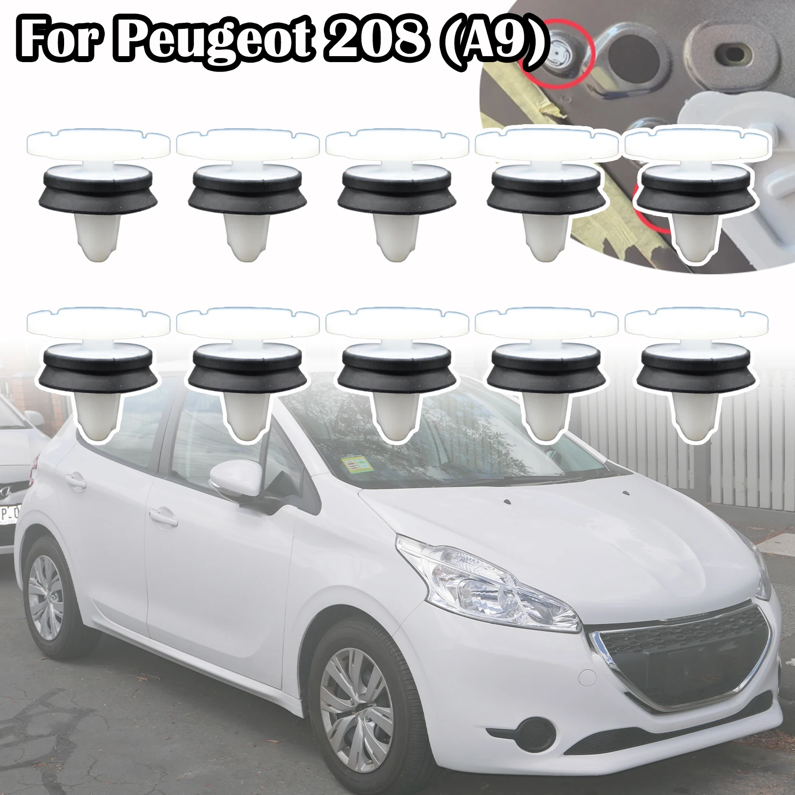 Car Door Panel Card Trim Clip Fastener Rivet Upholstery For Peugeot 208 (A9) 308 (T9) 508 (W23) 2008 (A94) 2013 2014 2015 - 2018