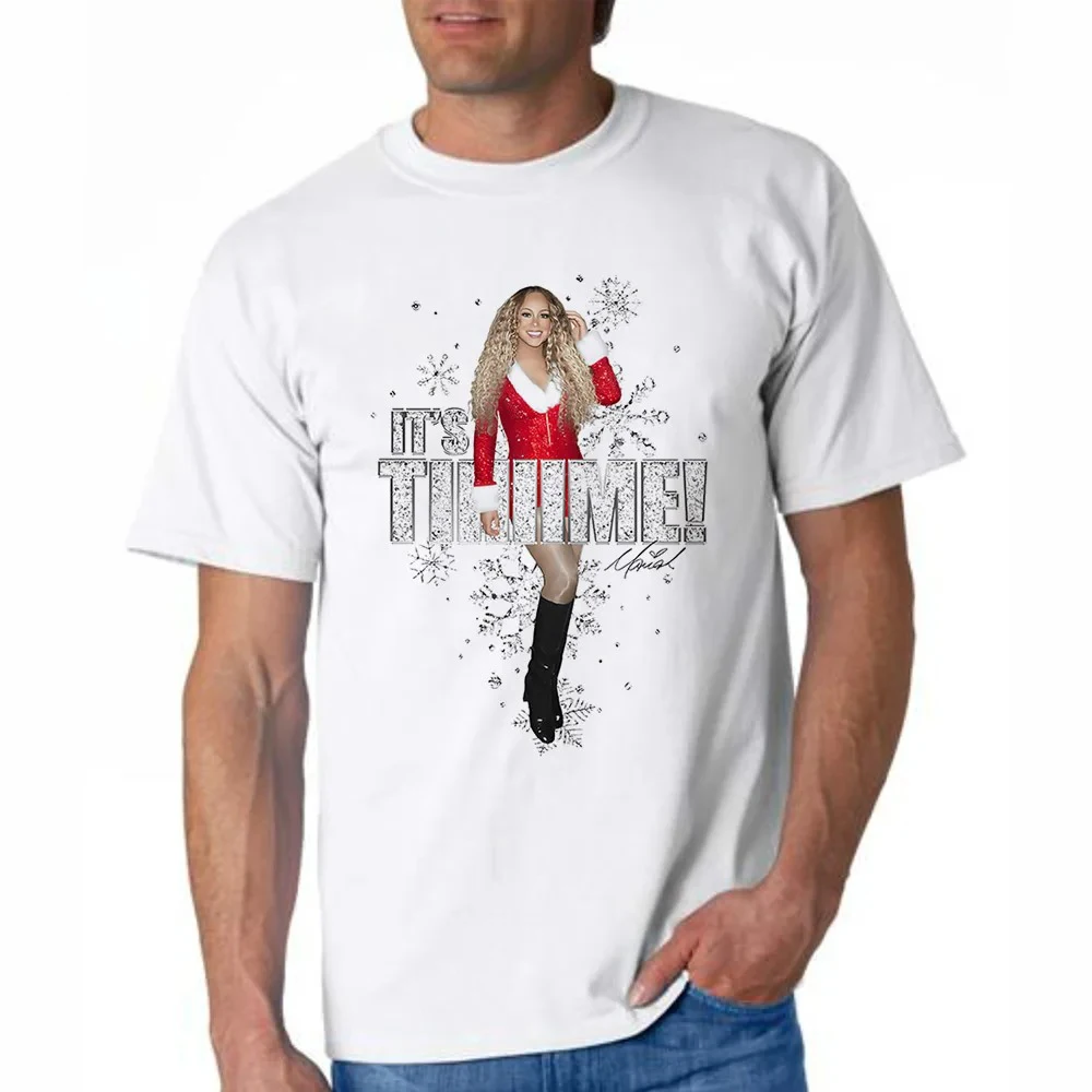 Mariah Carey Christmas It’s Time Graphic T-Shirt Men Women Oversized Y2k Tee Hip-hop Street Casual Aesthetic Female Male Clothes