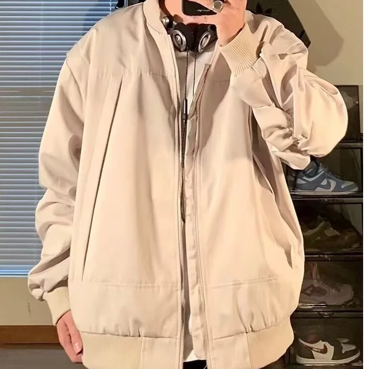 

Oversize Baseball Jaet for Men Street Sle Casual Faionable Jaet Workwear Windbreaker Long Sve Zipper Closure Outer...