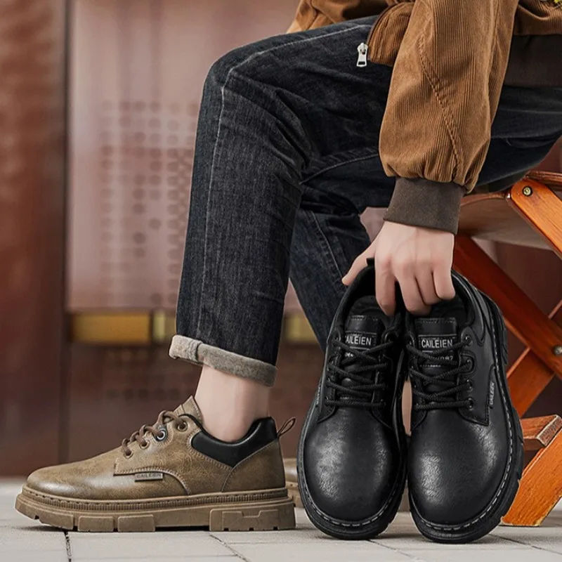 

Мужская повседневная обувь на толстой подошве, удобная кожаная обувь в стиле ретро, ​​весенние износостойкие нескользящие кроссовки, zapatos de hombre
