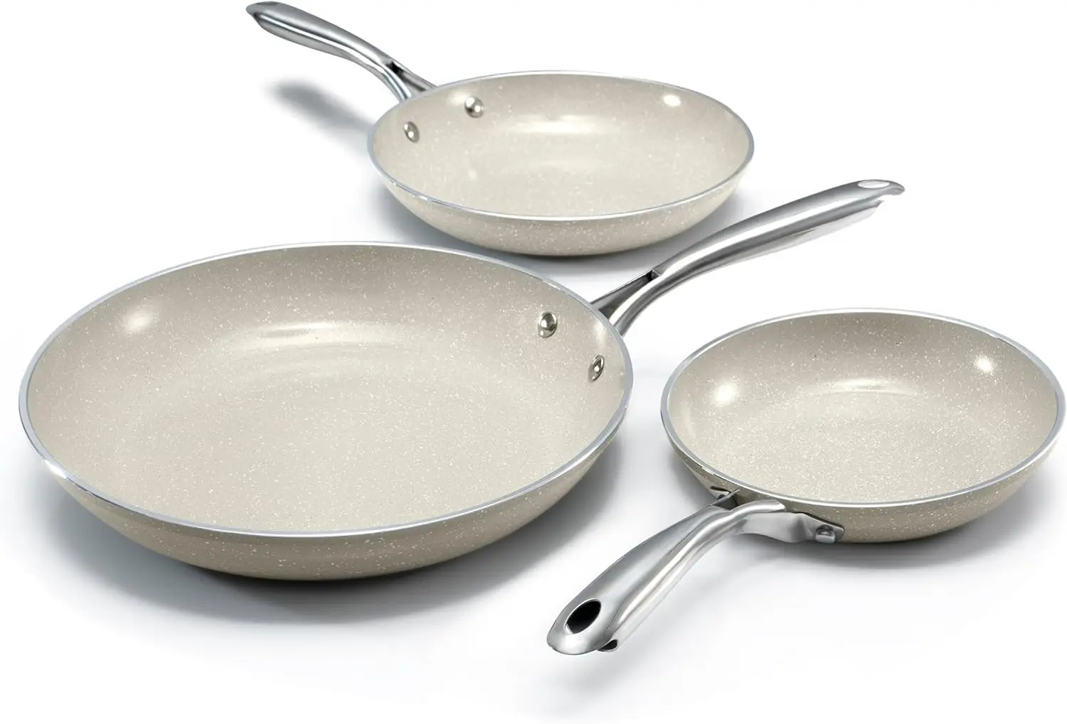 3-Piece Non-Stick Ceramic Frying Pan Set, 8,10,12 Inch Induction Ready, Oven & Dishwasher Safe