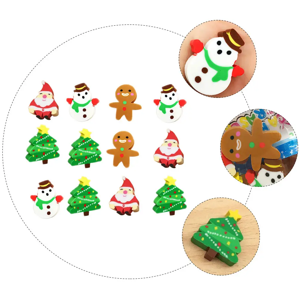 

60 Pcs Holiday Christmas Eraser Gifts Rubbers Erasers for s High Capacity Student