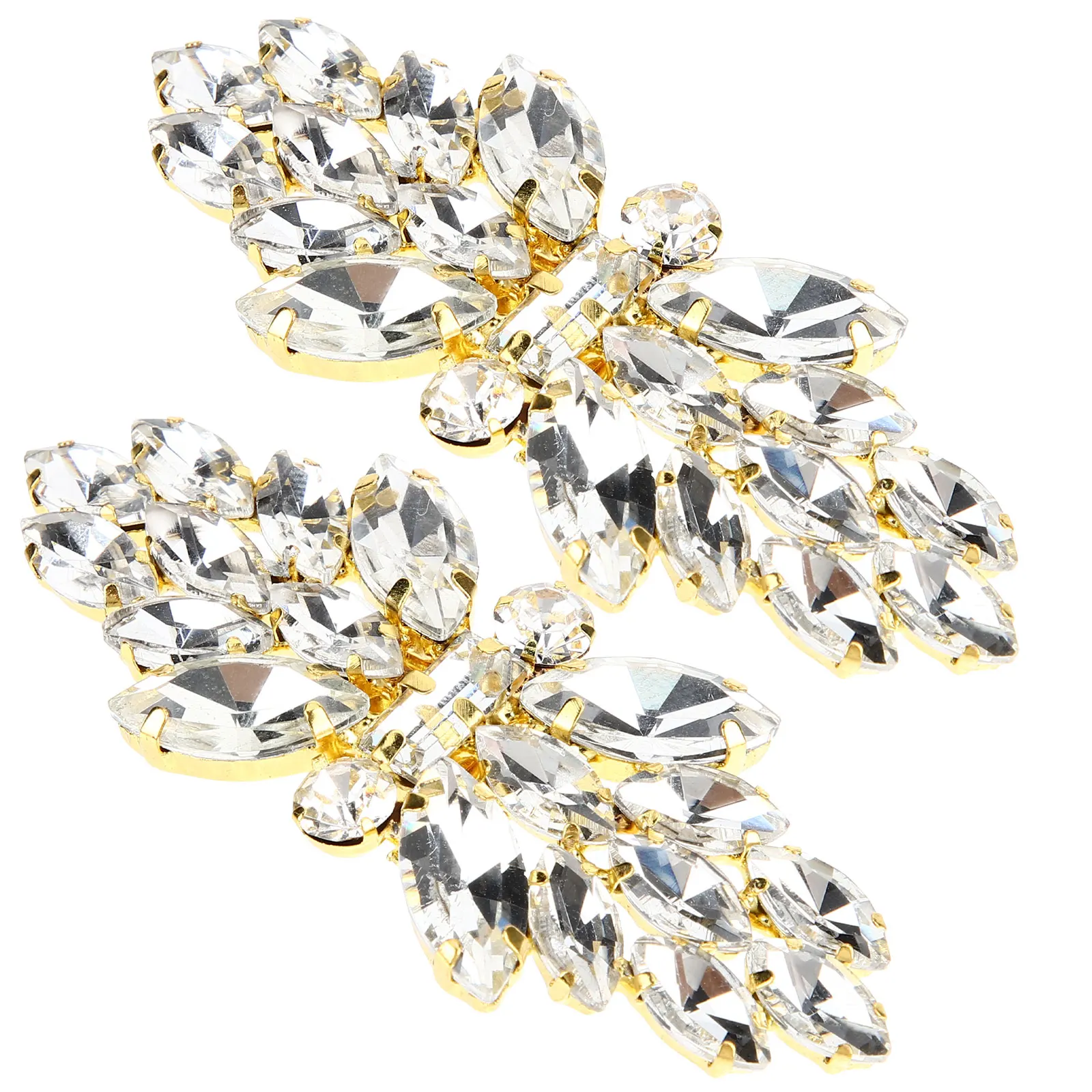 

2Pcs Rhinestone Shoe Clips for High Heels Bridal Dress Decorative Accessories Golden Buckle Shoe Embellishments