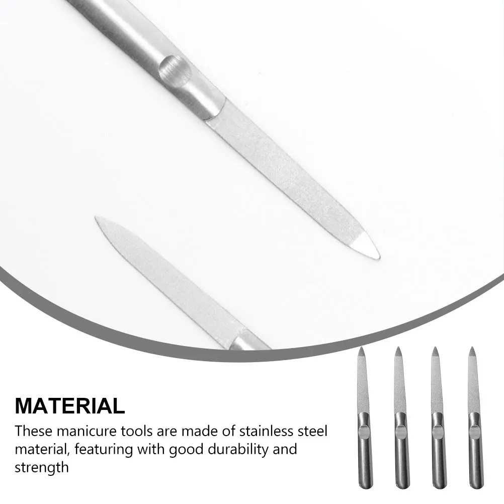 

4pcs Stainless Steel Nail Files Lightweight Durable Manicure Tools for Home Office Trimming Supplies