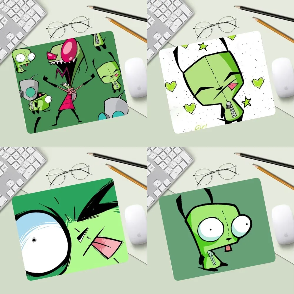 Invader Zim Mousepad lucu meja komputer alas meja bantalan Keyboard Laptop bantal antiselip Deskpad
