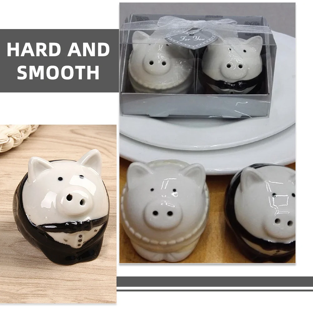 

1Pair Ceramic Pig Shaped Spice Storage Jar Salt Sugar Pepper Shakers Kitchen Seasoning Holder Wedding Pig Pepper Shakers
