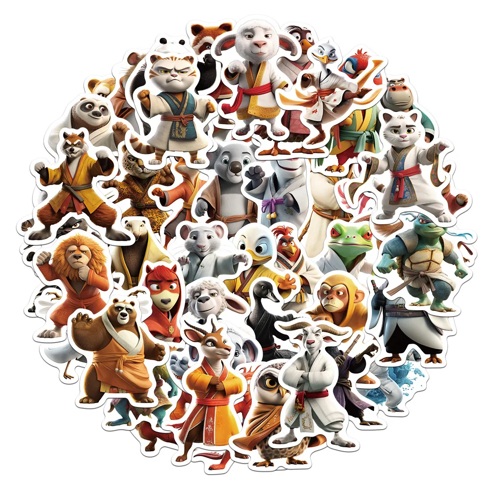 10/30/50pcs Anime Kung Fu Animal Cartoon Image  Stickers Decal Laptop Motorcycle Luggage Snowboard Fridge Car Sticker