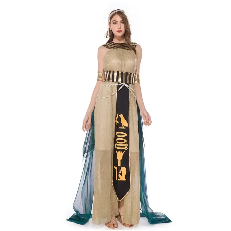 Adult Ancient Egypt Egyptian Pharaoh King Empress Cleopatra Queen Costume Halloween Party Medieval Couples Cosplay Dress