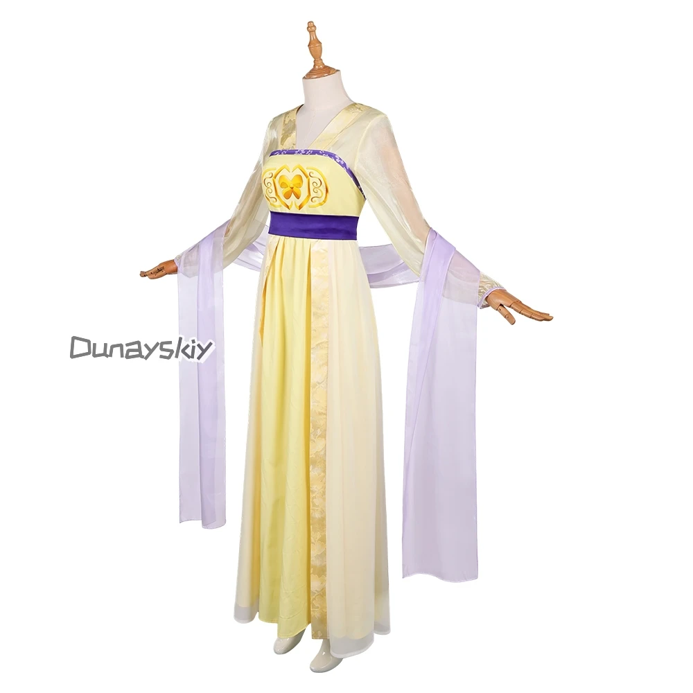 Maomao Cosplay Yellow Chinese Gown Ball Dress Costume Anime Apothecary Diary Roleplay Hanfu Headgear Set Outfits Women Halloween