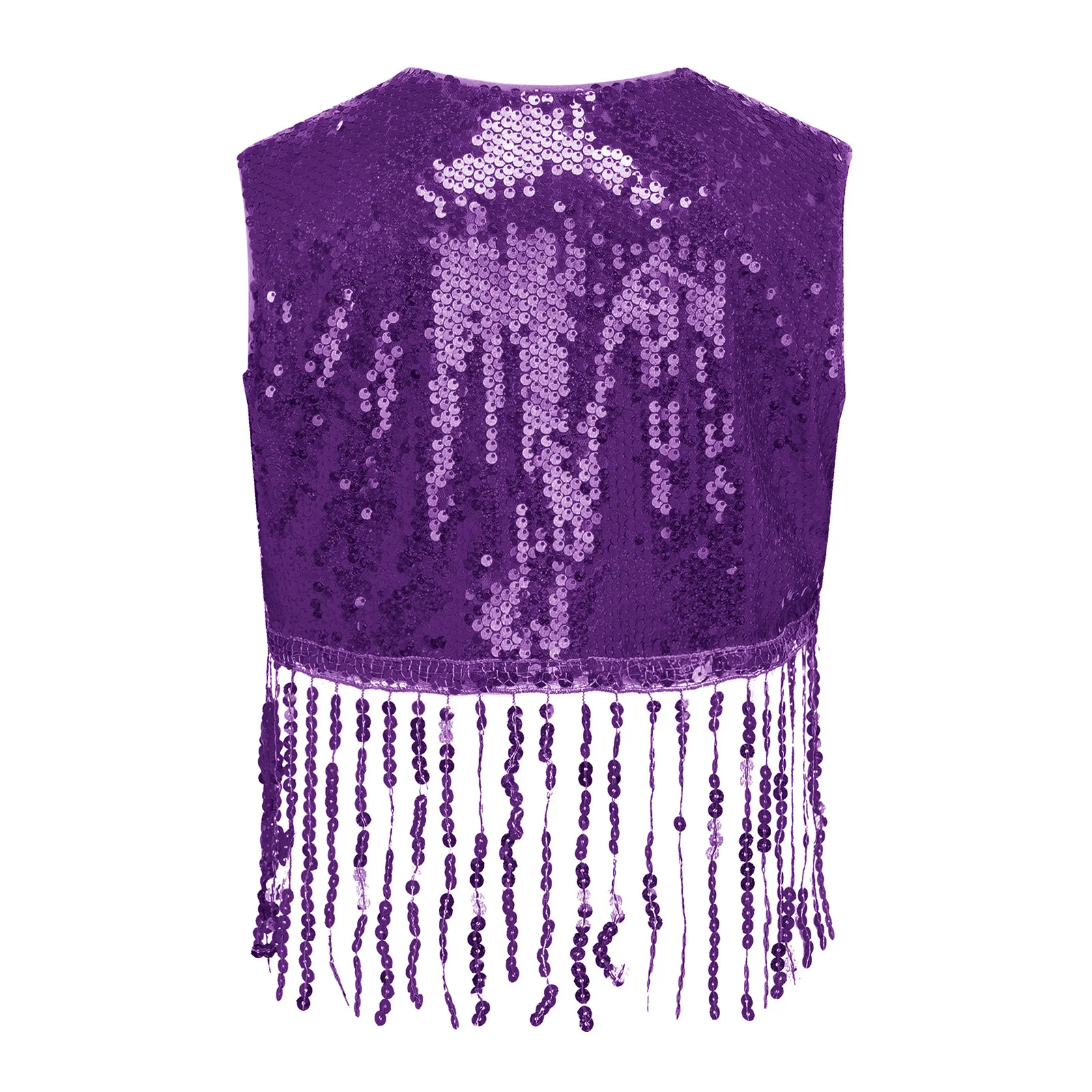 

Детский жилет без рукавов с пайетками и бахромой для девочек, костюм для хип-хопа и джаза, танцевальный жилет с бахромой для выступлений в стиле ча-ча